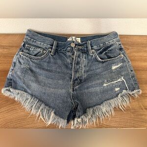 We The Free Distressed Denim Cutoff Shorts in Blue